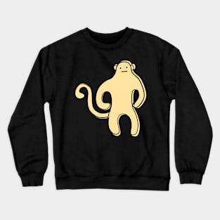 Cute Silly Simple Minimalist Pastel Yellow Monkey on Pink Crewneck Sweatshirt